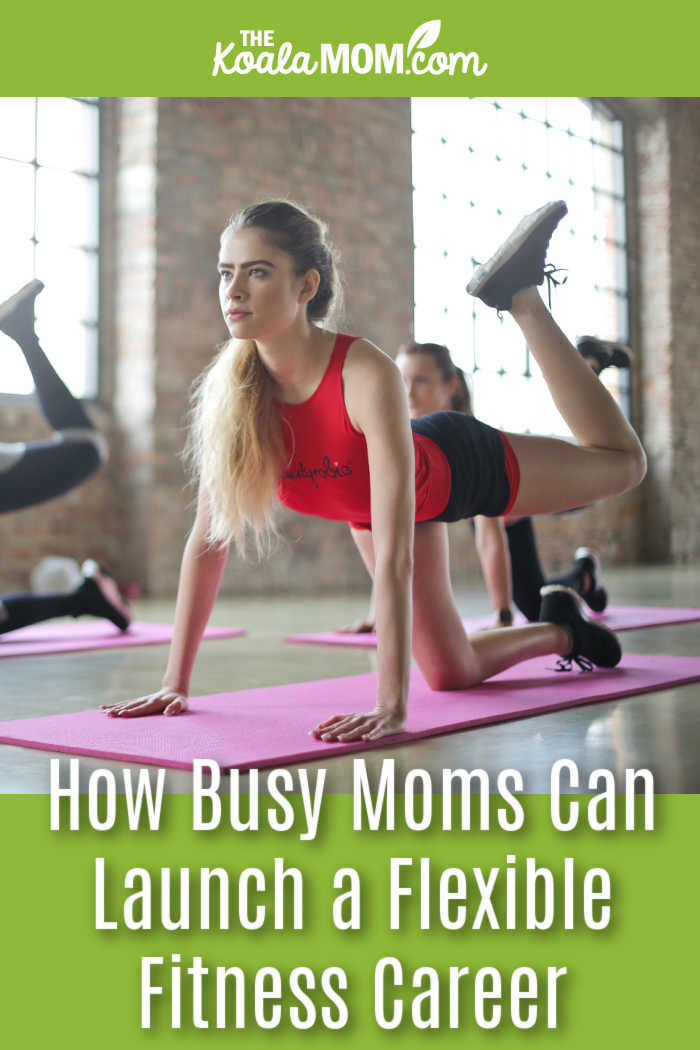 How Busy Moms Can Launch a Flexible Fitness Career. Photo of woman in red shirt doing yoga by bruce mars via Unsplash.
