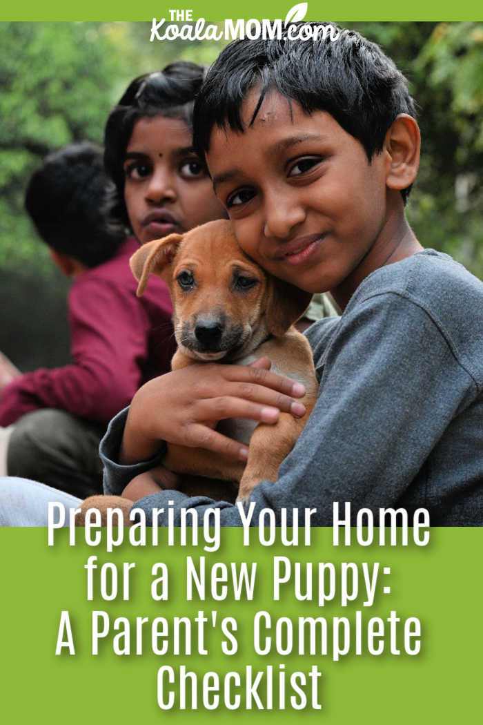 Preparing Your Home for a New Puppy: A Parent's Complete Checklist. Photo of two East Indian children hugging a small brown puppy by Bhanu Prasad Pappuleti via Pexels.