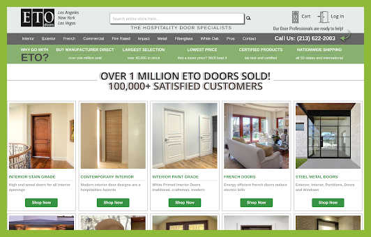 Screenshot of ETO doors and windows website.