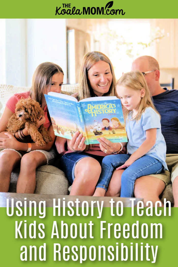 Using History to Teach Kids About Freedom and Responsibility. Photo of family reading Tuttle Twins book together via Tuttle Twins.
