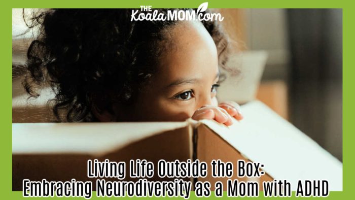 Living Life Outside the Box: Embracing Neurodiversity as a Mom with ADHD. Photo of cute girl with curly black hair peeking out of cardboard box by cottonbro studio via Pexels.