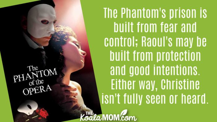 "The Phantom's prison was built from fear and control; Raoul's may be built from protection and good intentions. Either way, Christine still isn't fully seen or heard." Critique of the love triangle in The Phantom of the Opera.