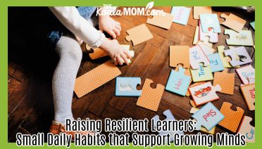 Raising Resilient Learners: Small Daily Habits that Support Growing Minds. Photo of girl's leg and hands beside large puzzle pieces on the floor by www.kaboompics.com via Pexels.